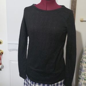 Long sleeve LOFT black lace shirt